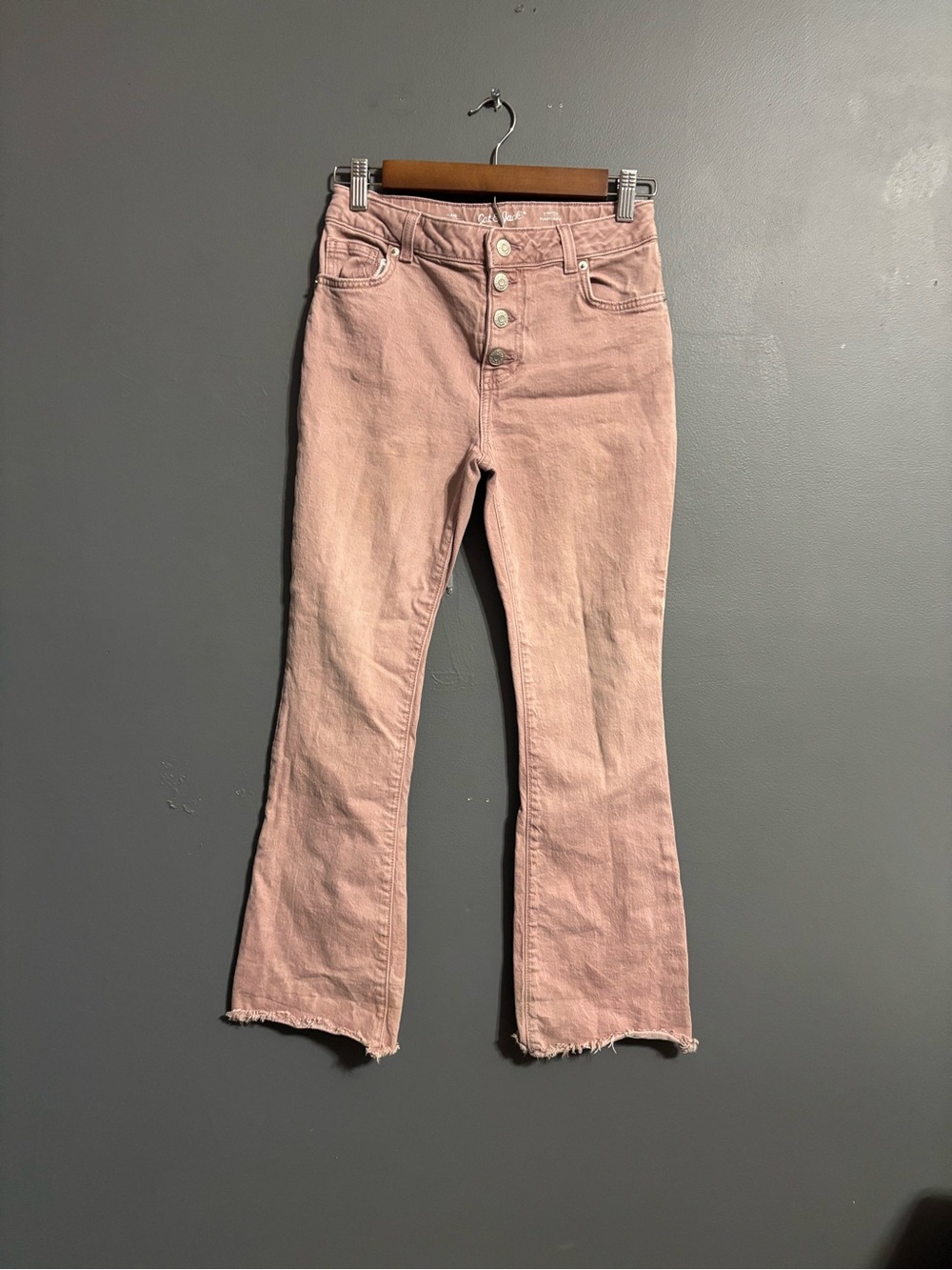 Cat & Jack dusty pink Flare Denim coastal cowgirl button fly jeans Size girls 14